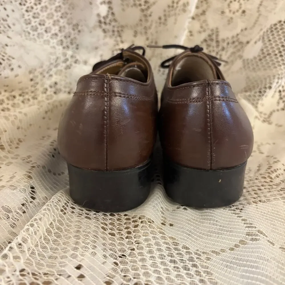 Father & Son Men's US 8 D Brown Leather Derby Dress Shoes